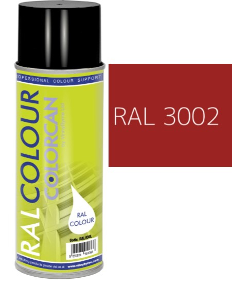 RAL 3002 Carmine Red Satin (30% Gloss) Aerosol Spray Paint 400ml