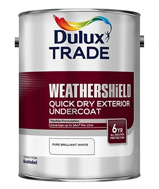 Dulux Trade Weathershield Quick Dry Exterior Undercoat Pure Brilliant White 2.5L