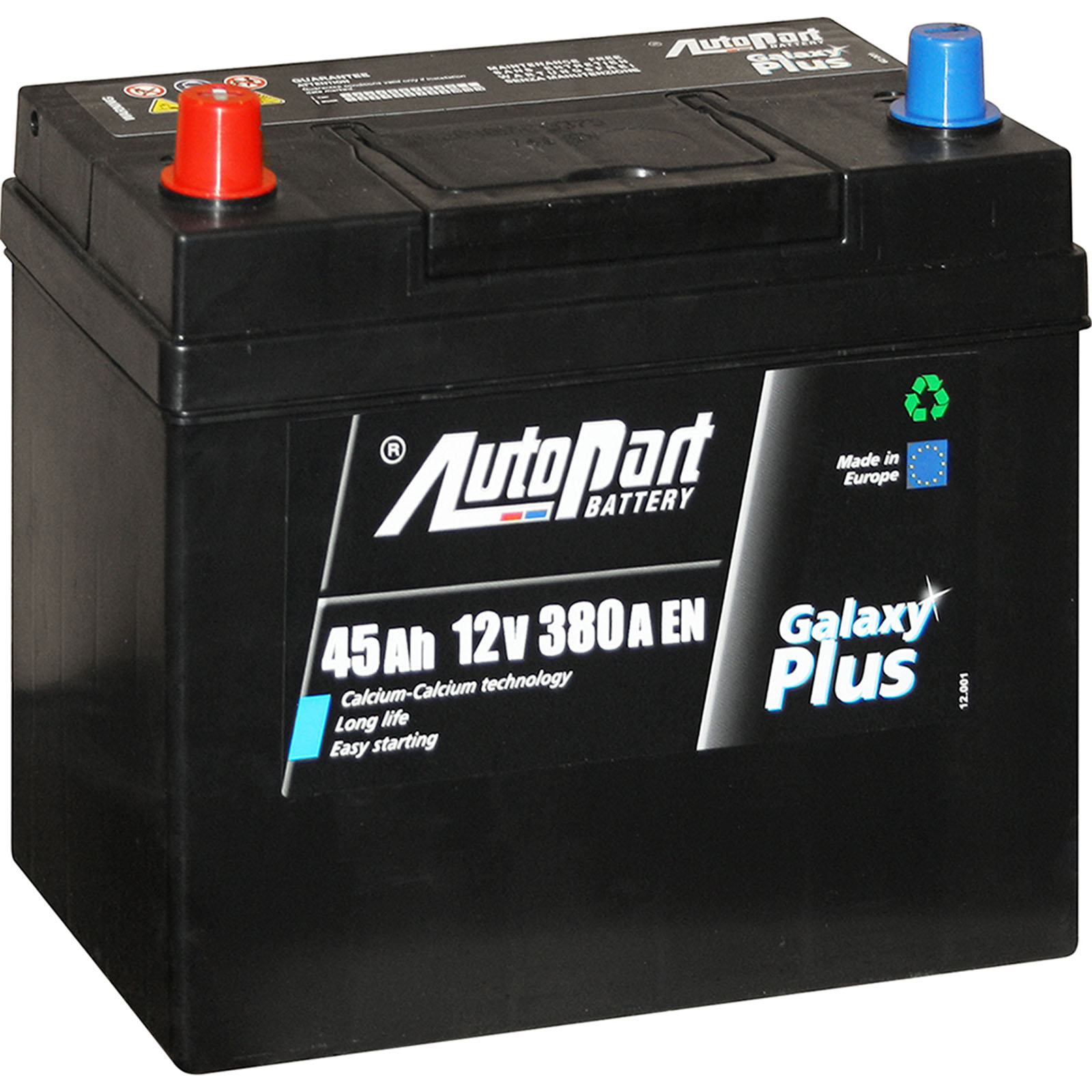 038BA - STARTER BATTERY AH45 CCA/SAE 350 (230x120x205mm)