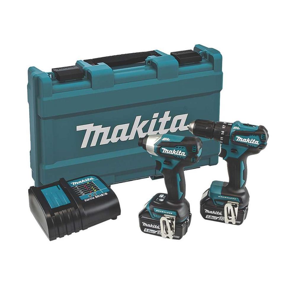 Makita DLX2221ST 18V Brushless Twin Kit DHP483 Combi + DTD155 Impact Driver (2x5.0Ah)