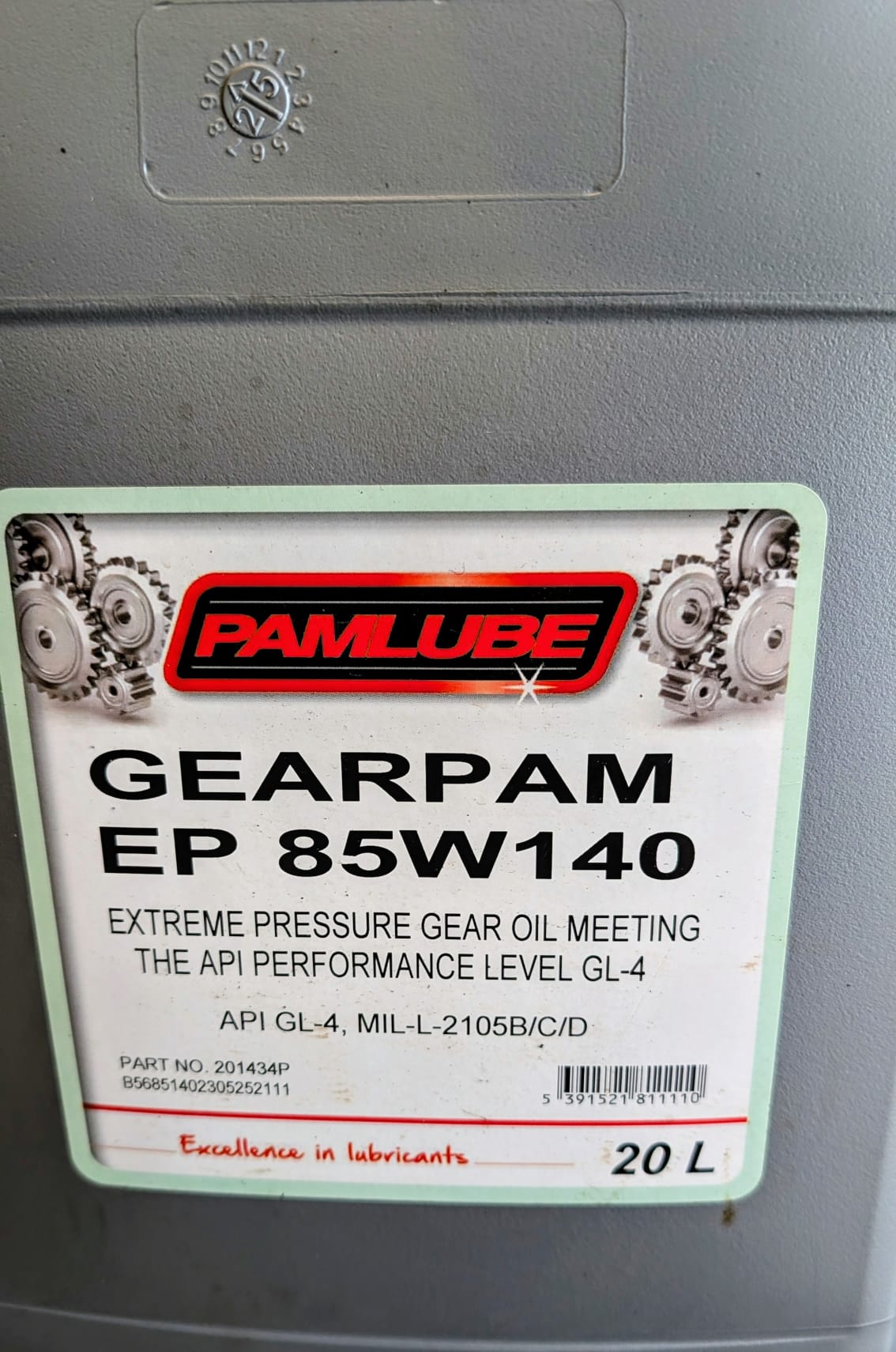 Pamlube Gearpam 85W140 (20ltr)
