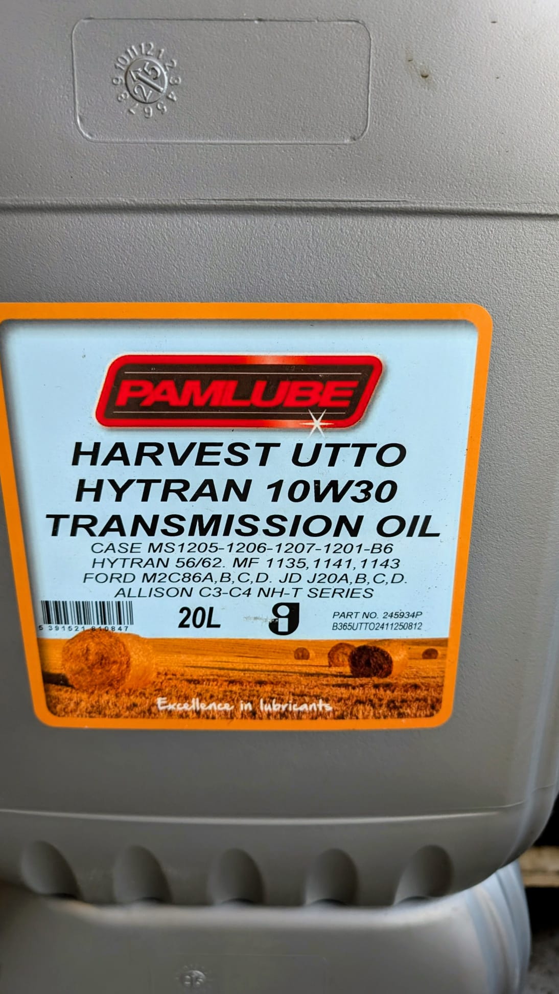Pamlube 10W30 Harvest UTTO Hytrans Oil (20ltr)