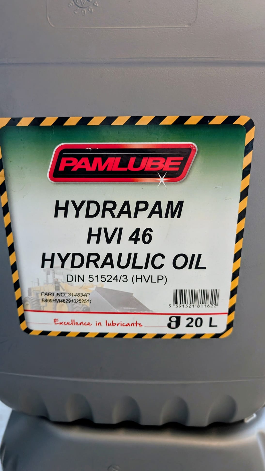 Pamlube Hydraulic Oil HVI46 20ltrs